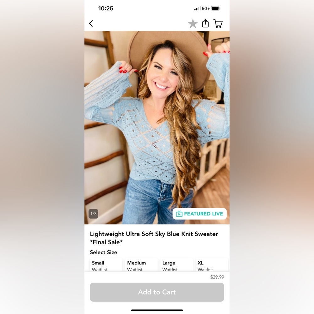 Lightweight Ultra Soft Sky Blue Knit Sweater